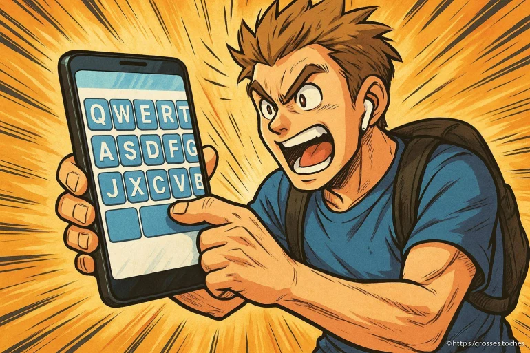 Homme en colère utilisant un smartphone
