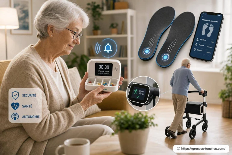 Pilulier-alarme, semelles connectées et déambulateur intelligent : les innovations pour seniors
