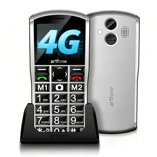 artfone A400 Argent - 4G Téléphone Senior Portable Débloqué 