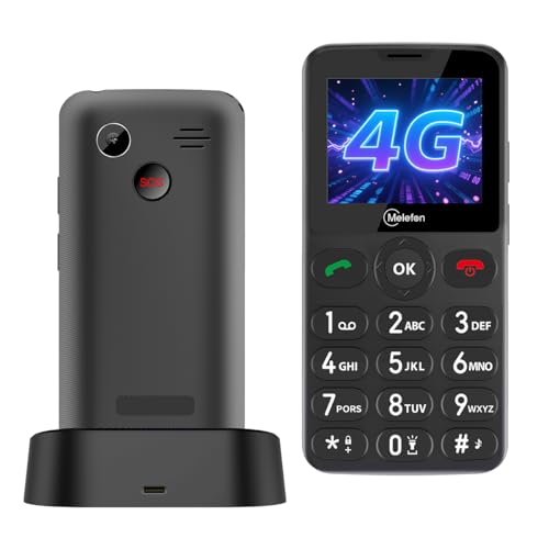 Melefon Téléphone Senior 4G, Grandes Touches, SOS, écran Cou