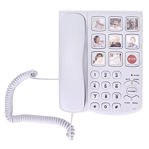 Dilwe Téléphone Fixe Filaire à Mémoire Photo Amplifiée pour 
