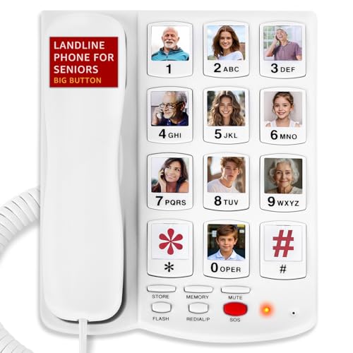 Téléphone à Gros Boutons pour Personnes âgées, téléphones Fi