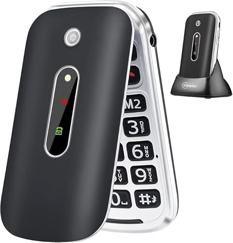 Melefon Téléphone Portable à Clapet pour Senior avec Bouton 